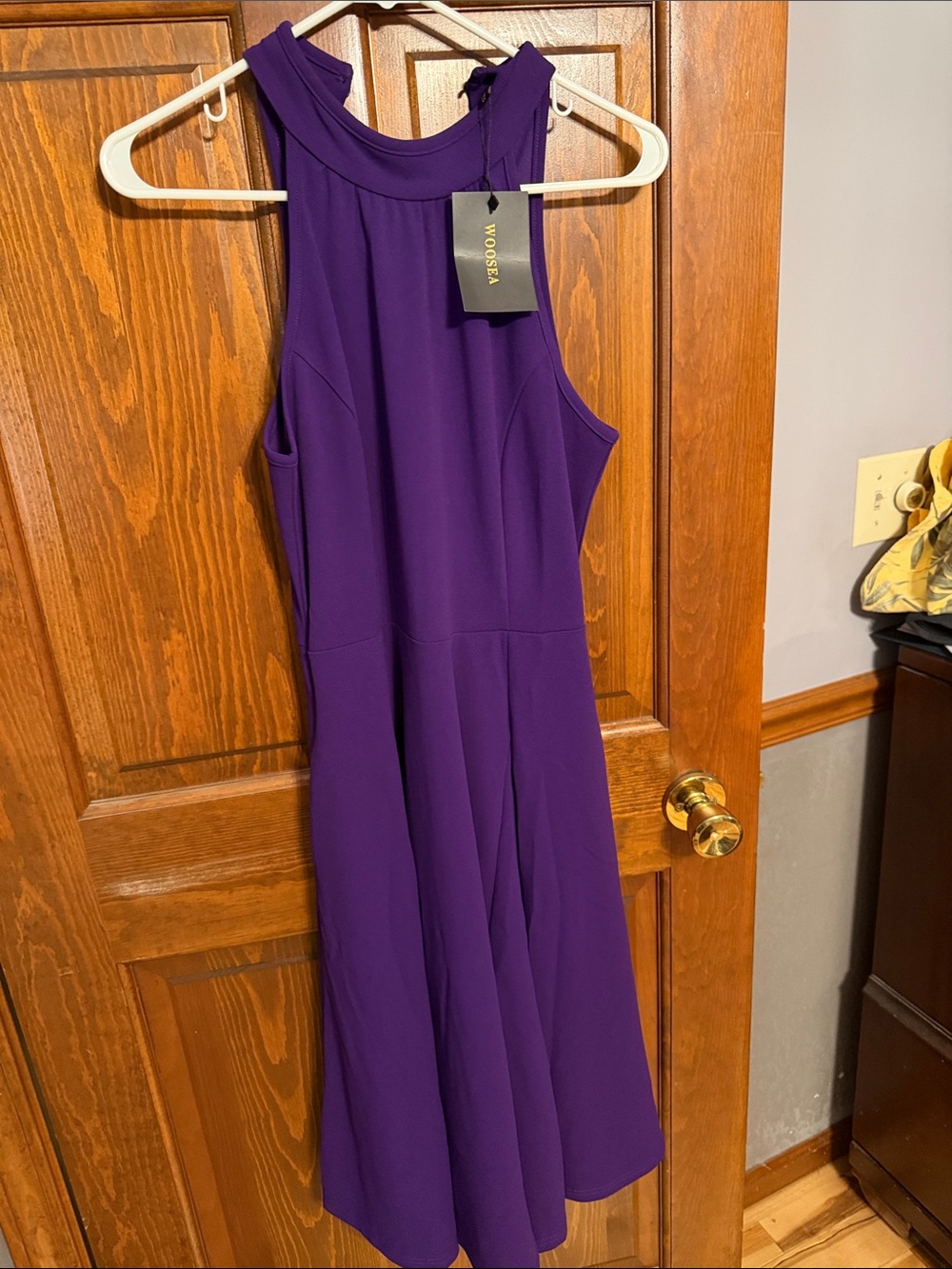 Sleeveless Purple Midi A-Line Dress by Woosah